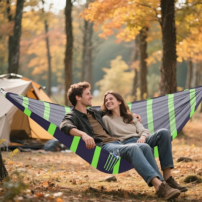 Black Green Simple Stripe 330lb Capacity Hammocks for Camping with Tree Straps Rope Hammock for Patio Backyard Lounge Base sillas para acampar