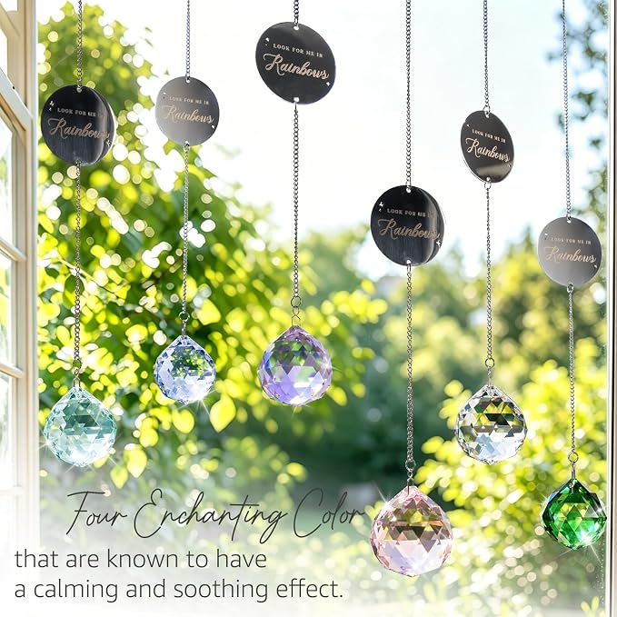 Mooncraftlogy Memorial Gift for Loss of Loved One, Light Crystal Suncatcher | Unique Sympathy Idea, Purple Memory Prism Crystal Ball, Grief Rainbow Sun Catcher, Bereavement Box for Mom Dad Son Daughter