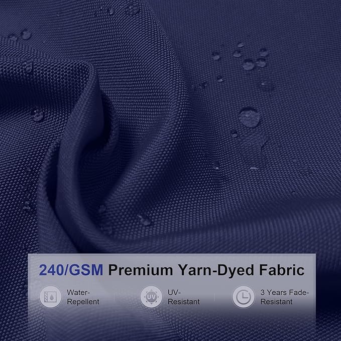PURPLE LEAF 13ft Patio Umbrella with Lights Outdoor Round Large Cantilever Umbrella Solar Powered LED Windproof Offset Umbrella Heavy Duty for Garden Deck Pool Patio, Navy Blue