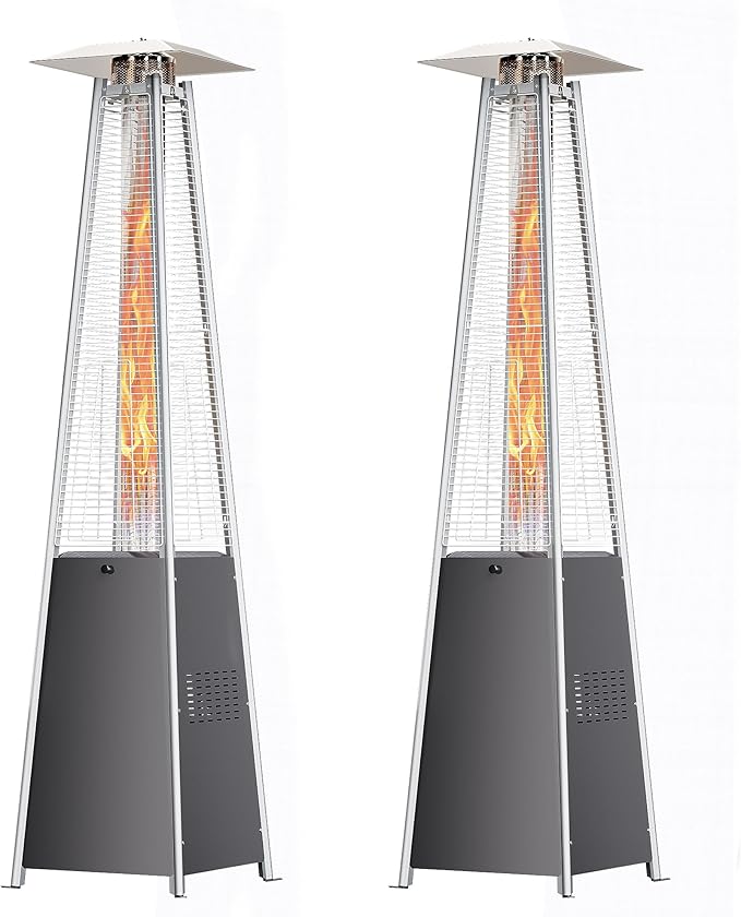 Pyramid Patio Heater, Outdoor Heater 48,000 BTU with Wheels & Weather-Resistant Cover, Triple Protection System for Large Spaces (Commercial Patio, Rooftop, Event) (2 heater)