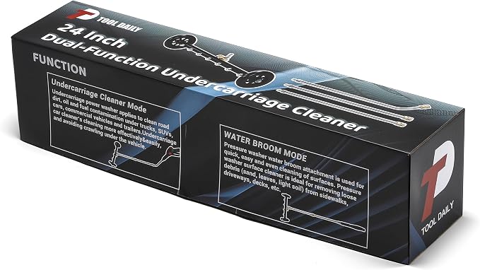 Tool Daily Dual-Function Undercarriage Cleaner 24 Inch, Water Broom for Pressure Washer with 7 Nozzles, Undercarriage Pressure Washer Attachment with 3 Extension Wands, 4000 PSI