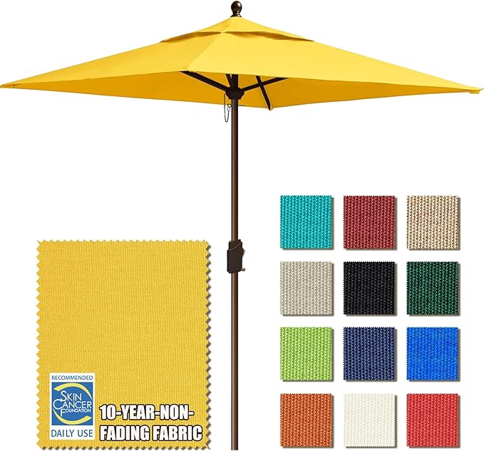 EliteShade USA 10-Year-Non-Fading 6x6Ft Square Market Patio Umbrella, UPF 50+ UV Protection Performance Sun Umbrella, Heavy Duty Commercial Grade Outdoor Table Umbrella with Crank, Windproof Vented Top for Garden, Pool, Deck and Outdoor Playsets, Sunfl...