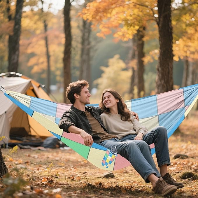 Checkered Plain Blue Green Beige 330lb Capacity Hammocks Portable Hammock for Outside Patio Garden Base para hamacas
