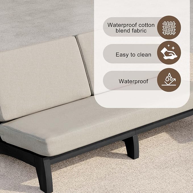 2 Pieces Patio Furniture Sets, All-Weather Outdoor Wood Bistro Set Patio Conversation Side Table Chiars and Patio Loveseat for Balcony, Backyard