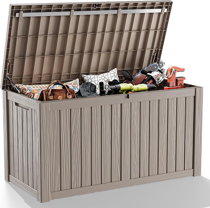 DRATO 180 Gallon Outdoor Storage Box Waterproof, Large Resin Lockable Outdoor Deck Box with Lid, Weatherproof Container for Patio Furniture Cushions, Garden Tools, Pool Accessories (Black, 180 Gallon)