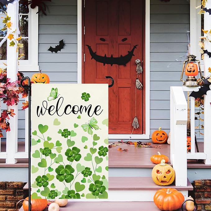 St Patricks Day Garden Flag 12X18 IN Double Sided Welcome Garden Flags for Outside Spring Summer Farmhouse Yard Outside Decoration