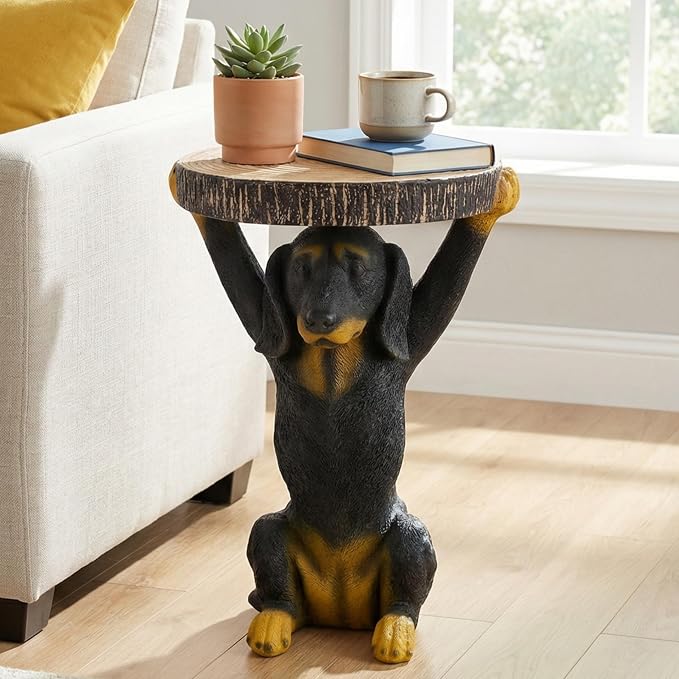 Black Dog Side Table, MGO Pedestal End Table