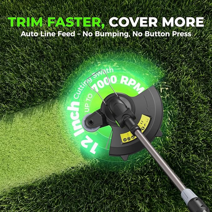 NovorikX 20V String Trimmer Cordless, 12 Inch Battery Powered Grass Trimmer for Women & Seniors, 2 x 2.0Ah Batteries & Charger Included, 3.7lbs Light Weight Weed Wacker