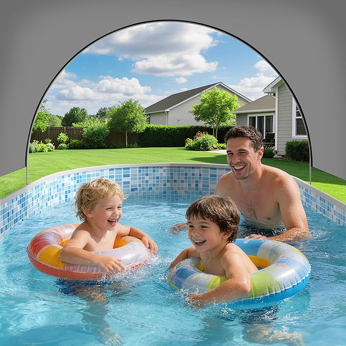 Foldable Pool with Canopy,10FT NonInflatable Above Ground Swimming Pools | Inner Diameter 102"x72"x20", Durable PVC, Oversize Thickened, Easy Setup