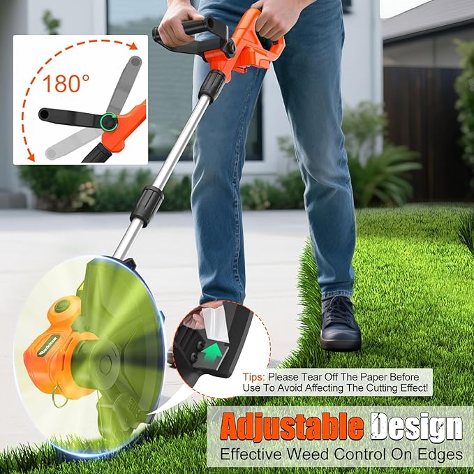 Cordless String Trimmer Compatible for Milwaukee 18V Battery,Garden Lawn Edger with 25cm Cutting Diameter,Electric String Trimmer,Weed Wacke,Weedeaters for Lawn Garden (NO Battery)