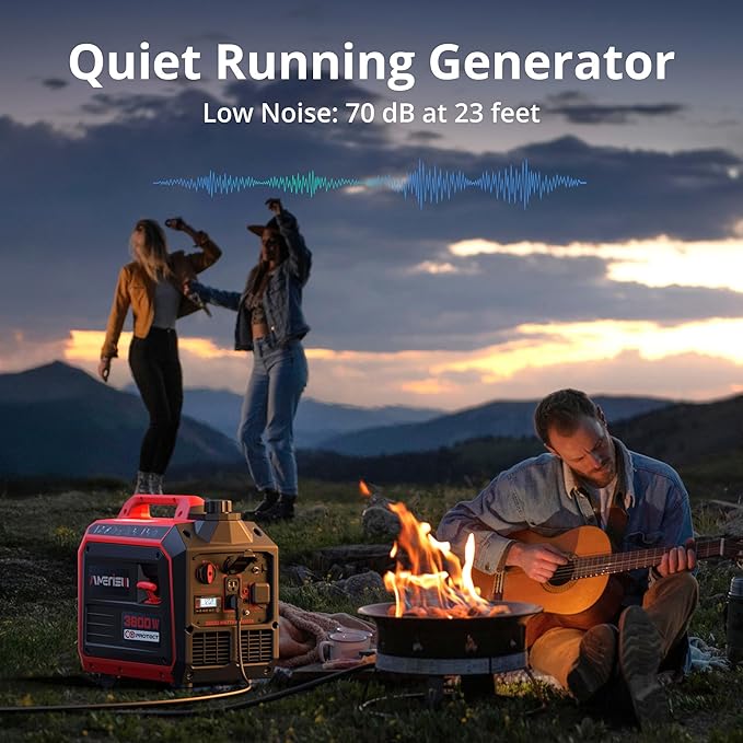 AMERISUN 3800-Watt Portable Inverter Generator, Quiet Technology, RV Ready 30A Outlet, Camping, Home use