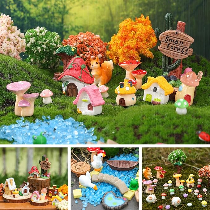 118 PCS Mini Fairy Garden House Accessories Kit Garden Decorations | Tiny Figurines for DIY Micro Landscape Terrarium Succulent Craft Decor Potted Horticulture Ornaments