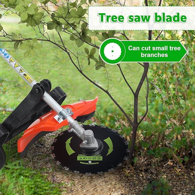 8-in-1 Gas Weed Eater, Multi-Functional Trimming Tool, 52CC 2-Cycle Gas Powered Hedge Trimmer, Weed Eater, String Trimmer, Brush Cutter, Edger, Pole Saw Chainsaw Pruner with Extension Pole (Orange)