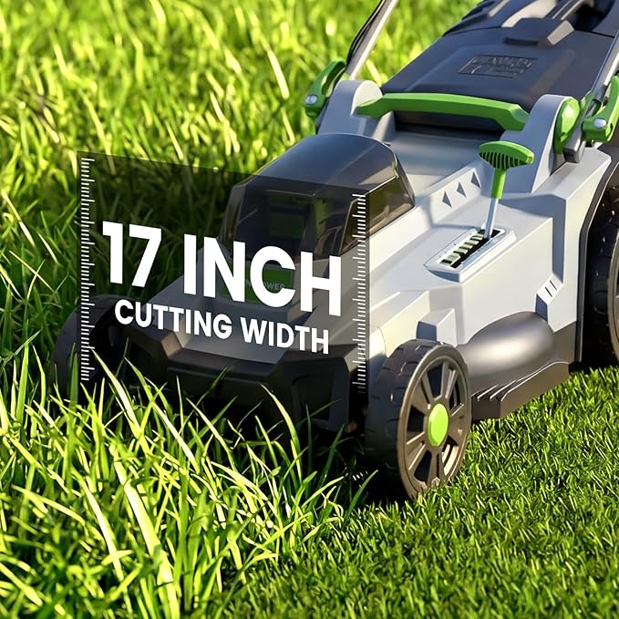 40V Cordless Lawn Mower, 17" Walk Behind Electric 4.0 Ah Battery Powered Lawnmower, 6 Adjustable Cutting Heights, 50L Grass Bag, Brushless Motor, for Garden/Patio/Yark/Lawn