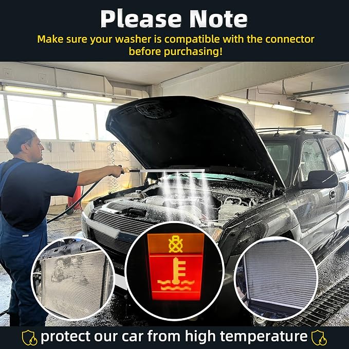 39" Upgraded Radiator Cleaning Wand with Two 1/4''Quick Coupler, Water and Air Dual-Use 4500 PSI Pressure Washer Tool Set for Car,Truck and Other Vehicles