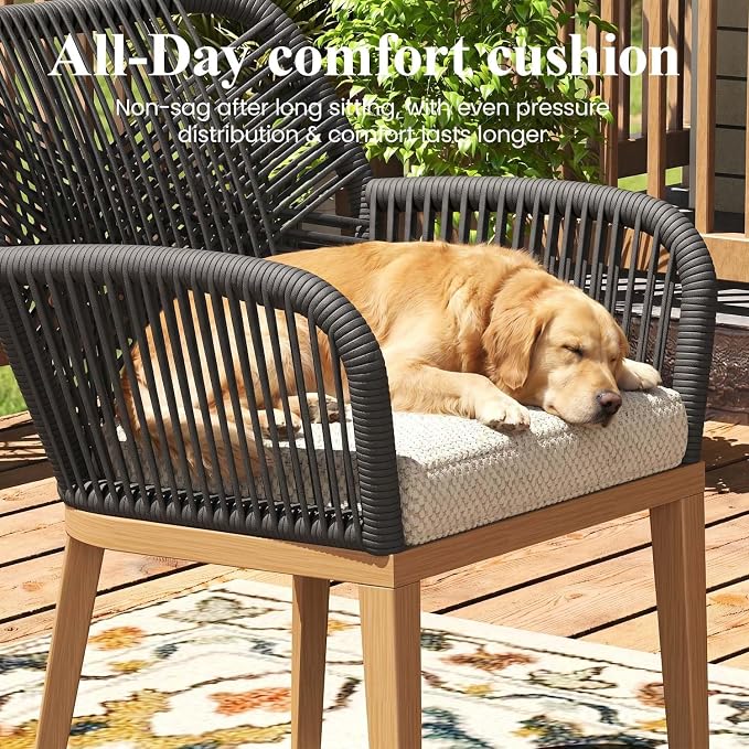 LayinSun Outdoor Dining Set for 8, 9 Pieces Patio Furniture Sets with Aluminum Dining Table and Rope Weave Chairs