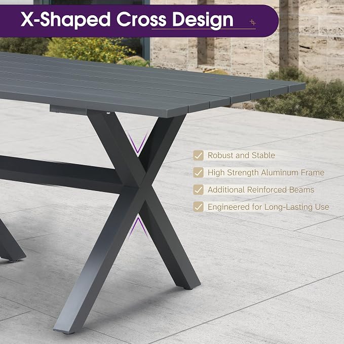 PURPLE LEAF 16 Pieces Patio Dining Set Wicker Outdoor Furniture Rectangular Table and Chairs Set for Garden Deck Aluminum Frame Backyard Kitchen Set, Cushions and Pillows Included Taupe