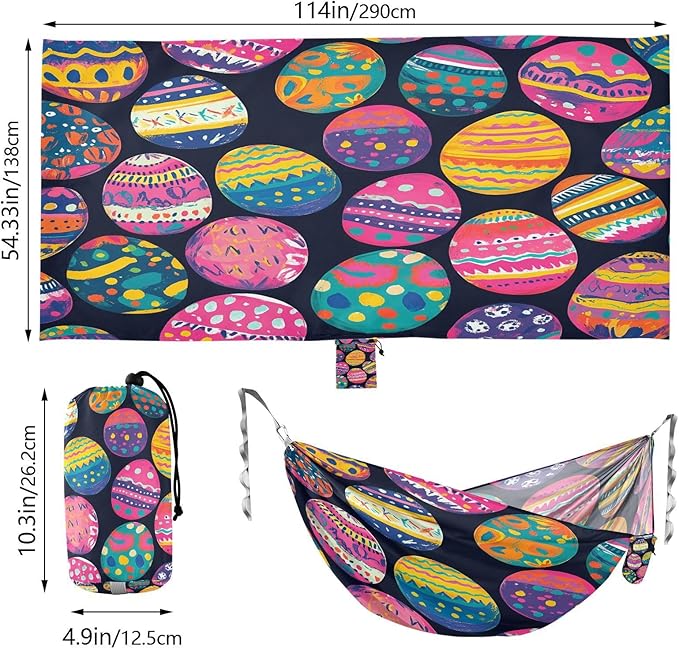 Hammocks for Outside Easter Eggs Camping Hammock Portable Hammocks with Tree Straps and Carry Bag Camping Accessories for Hiking Beach Outdoor