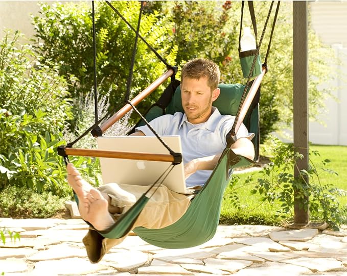 Hammaka Hanging Hammock Air Chair, Wooden Dowels, Blue