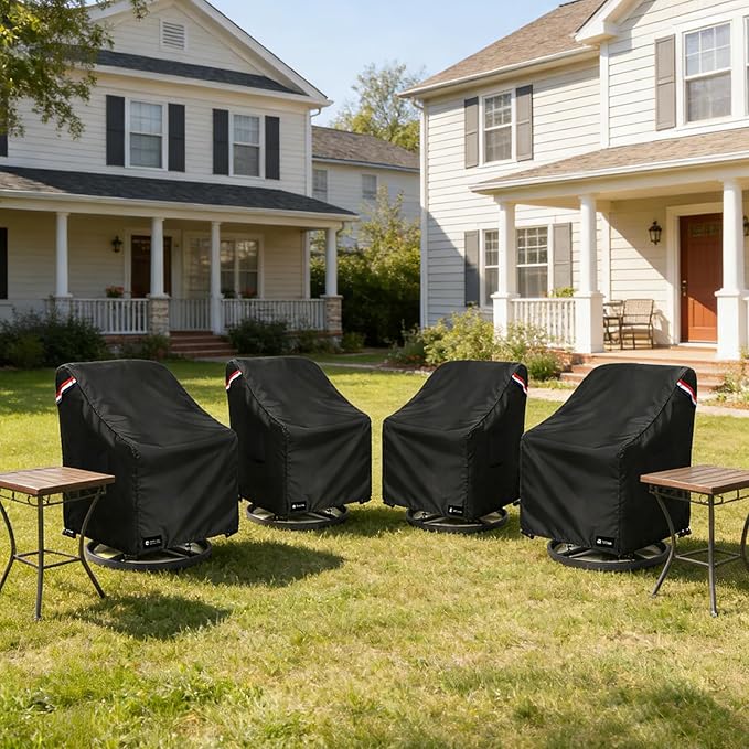 Outdoor Swivel Rocker Chair Cover 4 Pack,Waterproof Rocking Chair Covers, All-Weather Protection Outdoor Lawn Patio Furniture Covers for Patio Chair 35" W x 38" D x 32" H, Black
