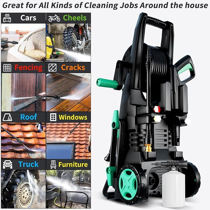 4500 MAX PSI P*ressure Washer 2026 NEW, 4 N*ozzles and F*OAM C*annon, P*ower Cleaner(Blue)