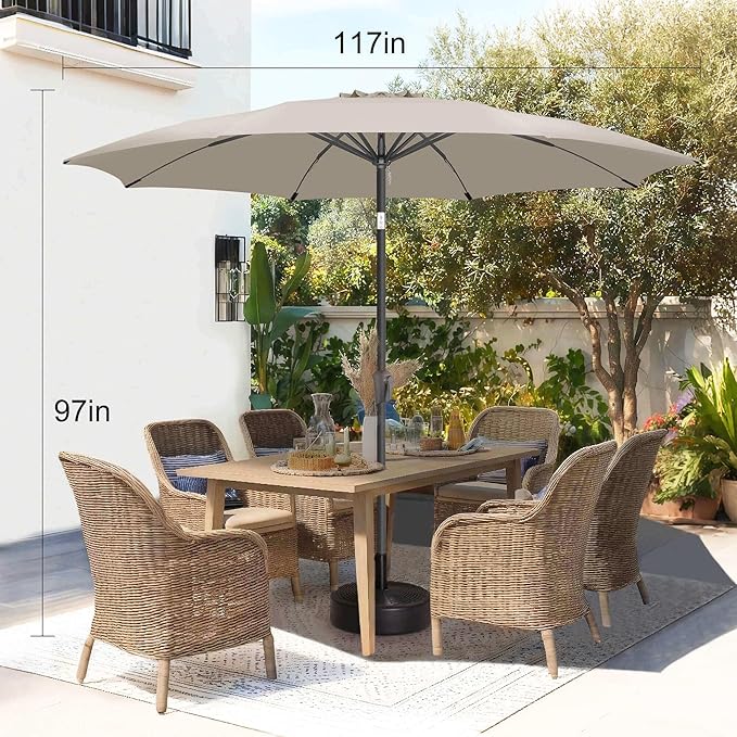 10 FT Outdoor Patio Umbrella - Table Umbrella Waterproof UV Protection, Sombrillas de Patio with Push Button Tilt, Sun Umbrella for Pool, Porch, Garden, Deck, Backyard (Taupe)