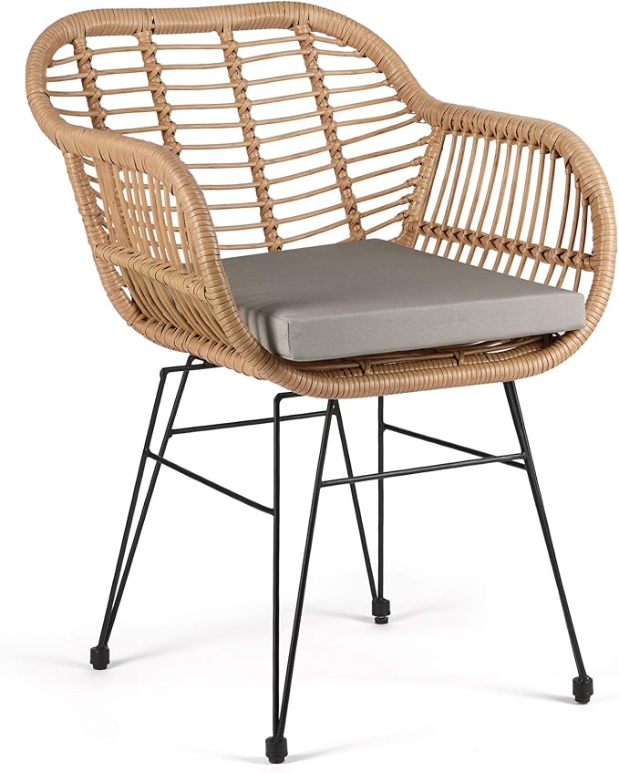 WestinTrends 3 Pc Furniture Wicker Rattan Patio Conversation Seating Chair Set with Cushions and Table for Indoor Outdoor, Balcony, Porch, Garden, Pool, Deck, Lounge, Gray