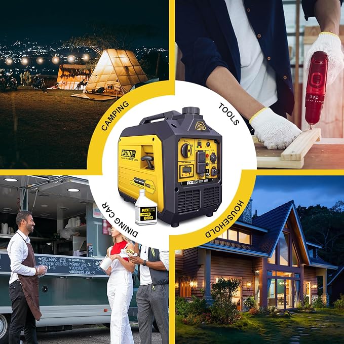 Aceup Energy 2500 Watt Gas Inverter Generator, Super Quiet Portable Generator for Home use, Camping, EPA Compliant