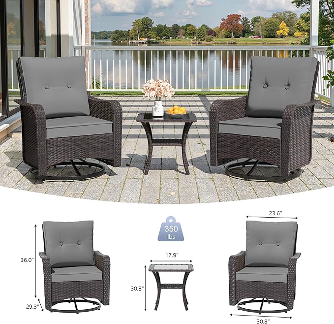 11 Pieces Outdoor Patio Furniture Set,Outdoor Sectional Furniture with 43" 55000 BTU Gas Propane Fire Pit Table,PE Rattan Wicker Patio Conversation Set,Swivel Rocking Chairs Set,Grey