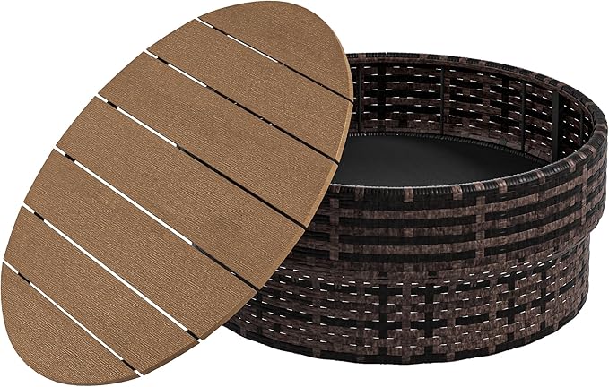 Outsunny 8 Piece Patio Furniture Set with 4 Rattan Sofa Chairs & 4 Tables, Outdoor Conversation Set with Storage & Umbrella Hole for Backyard, Lawn and Pool, Mixed Brown