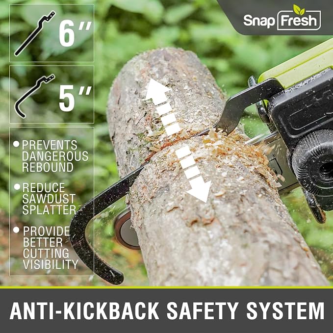 SnapFresh Mini Chainsaw Cordless 5” & 6”, 20V Electric Handheld Chainsaws with 2.0Ah Battery & Fast Charger, Lightweight Battery Powered Saw with 2 Chains for Wood Cutting & Branch Trimming