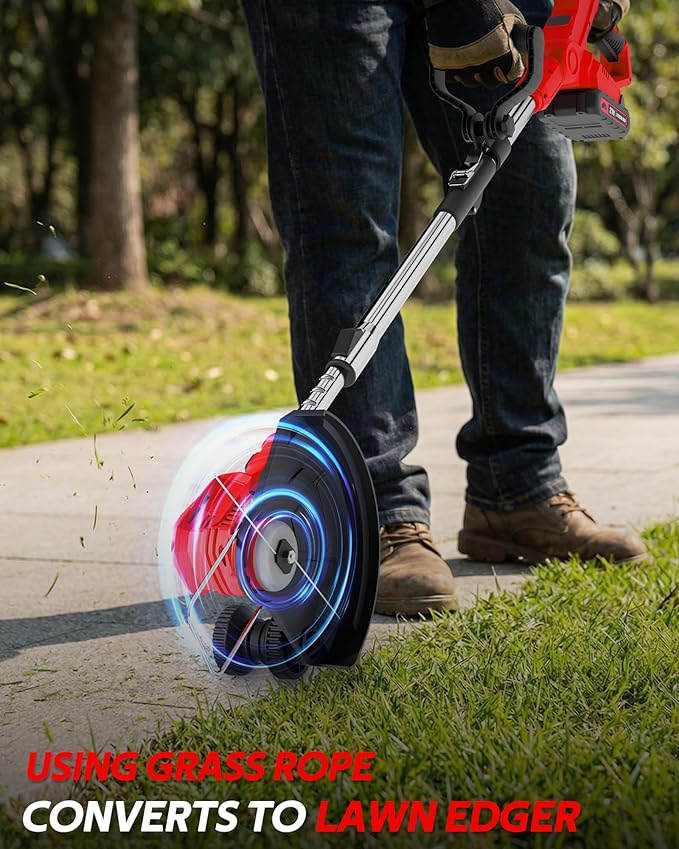 Electric Weed Wacker, Cordless Weed Eater Battery Powered,Light Weight Grass Trimmer with 3 Types Blades & 2 Batterys,Cordless String Trimmer