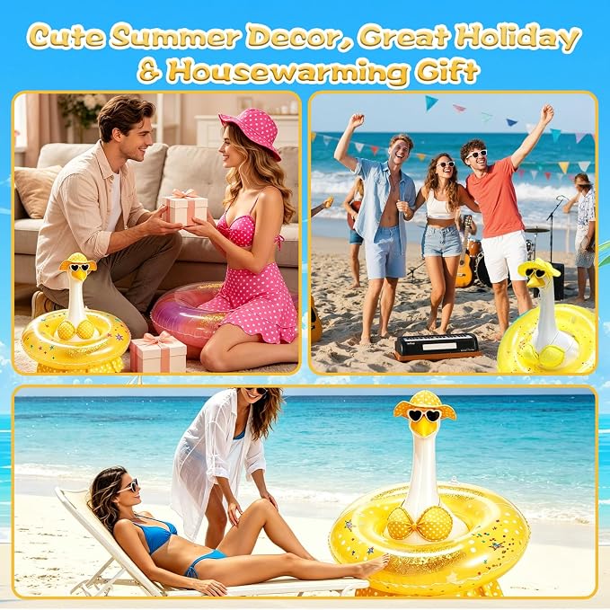 Porch Goose Summer Outfit,Hsummer Porch Goose Outfit,Porch Goose Bikini,Summer Garden Lawn Patio Yard Outdoor Decor (Yellow)