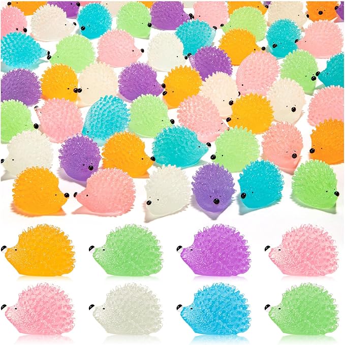 120PCS Luminous Mini Resin Hedgehogs Tiny Resin Hedgehogs for Dollhous | Cute Miniature Hedgehog Figures Glow in The Dark, Micro Landscape DIY Home Outdoor Decor