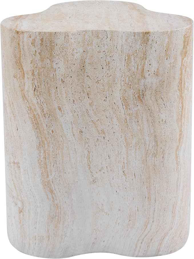 Christopher Knight Home Yayce 18.11" H Indoor Outdoor Accent Side Table, Patio Decorative End Table, Cloud-Shaped Lightweight Concrete Garden Stool for Patio Balcony & Garden Decor, Light Beige