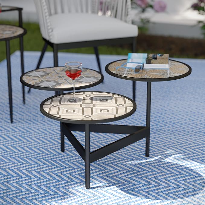 Generic Outdoor 3 Tier Cocktail Table, Black