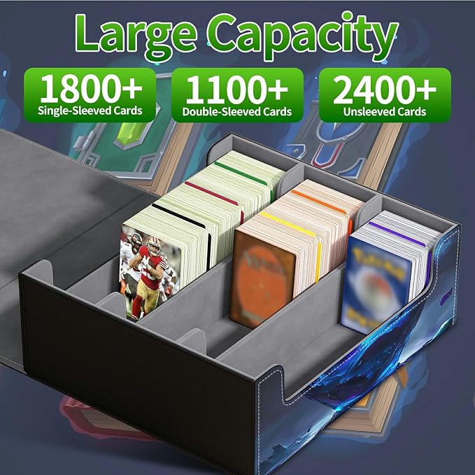 Card Deck Box for MTG, Cards Storage Box Fits 120+ Sleeved, Leather Big Size Strong Magnetic Closing Case for Board Games Magic TCG CCG Baseball Collection Women Man, Purple Rose Vase