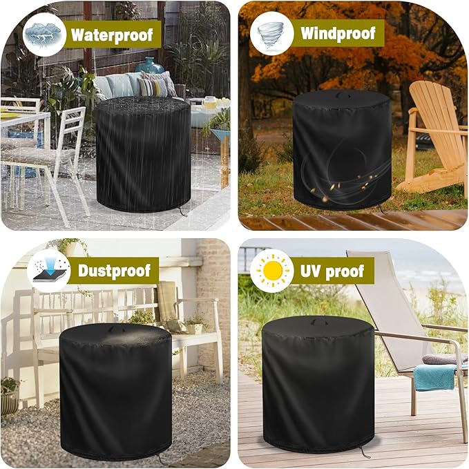 Patio Table Cover for Frstem 14" Patio Table, Waterproof Outdoor Side Table Small Porch Table Cover Round End Table Cover- 14"D x 22"H, Black