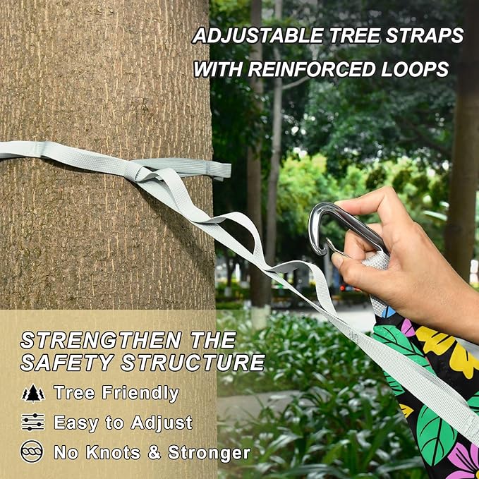 Camping Hammock Outdoor Hammocks for Outside Flower 1 Beach Trees Portable Lightweight with Pockets Tree Straps Indoor