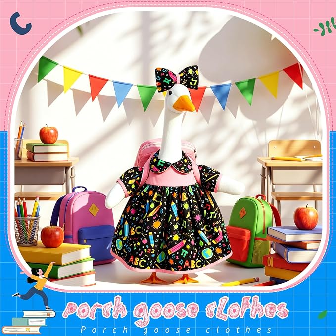Mindsoft Back to School Goose Outfit Porch Goose Clothes Costume Statues Decor for Lawn Garden Patio Classroom Outdoor Statues Art Decor(Backpack Style - Black)
