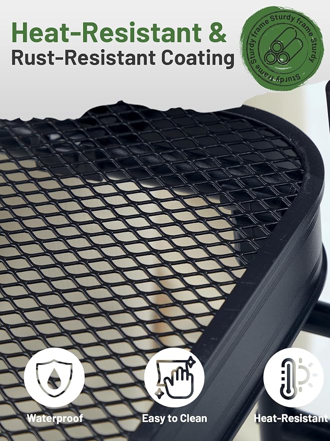 TIMBER RIDGE Portable Camping Kitchen Station, Folding Outdoor Grill Table | 110lbs Capacity Heat-Resistant Steel Mesh Top & Storage Shelves, Heavy Duty Picnic RV Tailgating BBQ Easy Setup