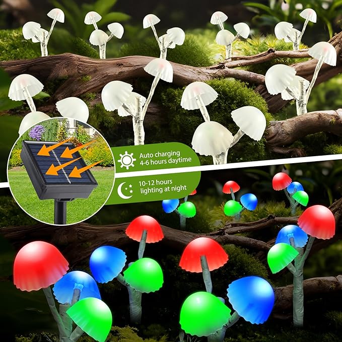 BeHiller Solar Mushroom Lights Outside for Lawn Decorations - 6PACKS 18LED 8 Lighting Modes Multi-Color Mushrooms Yard Decor for Mom Gifts,Solar Garden Lights for Backyard,Fence,Housewarming Decor