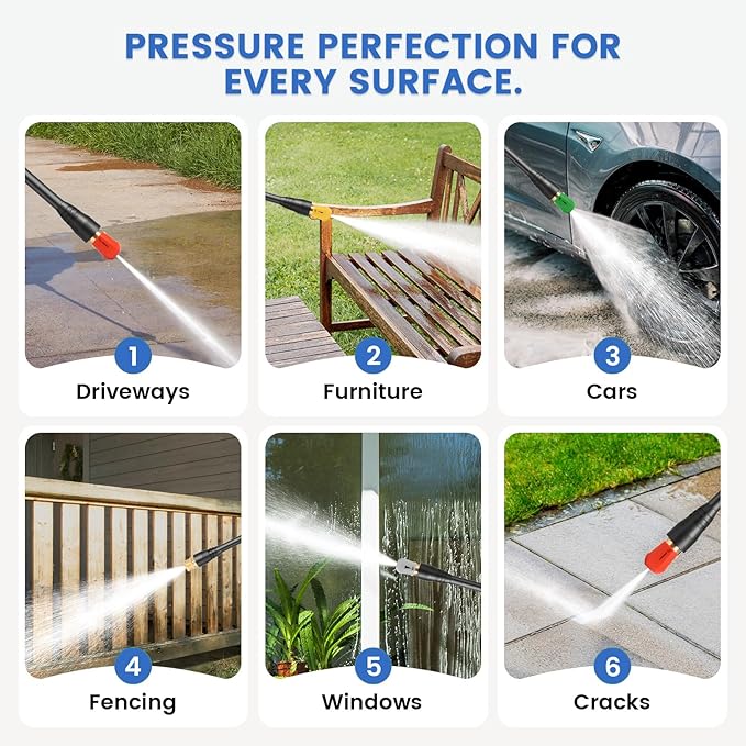 Pressure Washer 5000PSI with 33FT Flexible Extension Hose for Cars/Patios/Driveways, Dark Blue