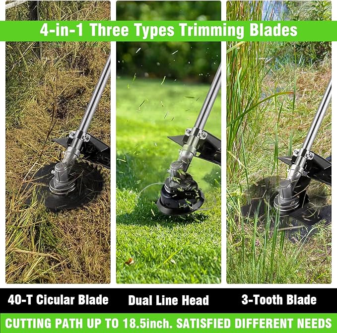 COOCHEER 58cc Gas Weed Eater, 4 in 1 String Trimmer 2-Cycle Gas Powered Weed Wacker Brush Cutter with 18.5’’ Cutting Path, Straight Shaft Weed Trimmer Grass Cutter for Yard, Garden Care, Green