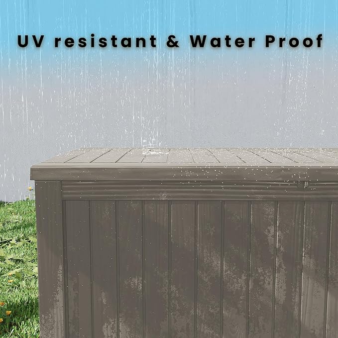Outdoor Storage Box 205GAL Waterproof Resin Deck Box,Pool Accessories Supplies，UV-Resistant Lockable Package Delivery Bin for Garden Tools,Large Patio Outside Cushions,Chest,Furniture,Grey