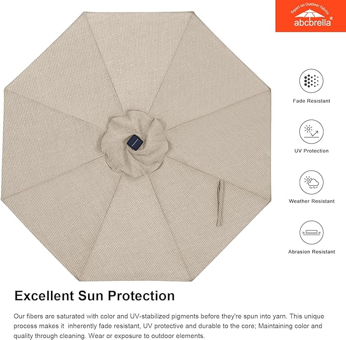 ABCCANOPY OLEFIN® 5-Year No Fading Patio Umbrella with Solar Lights (Beige)