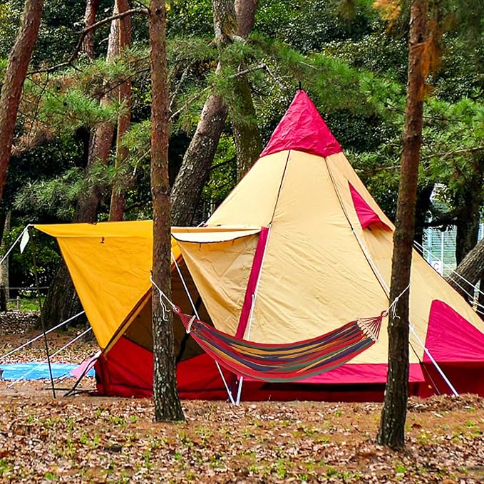 Luxshiny Extra Large Canvas Hammock with Duckbill Buckle Portable Lightweight Travel and Camping Hanging Bed for Garden Beach Forest and Outdoor Relaxation