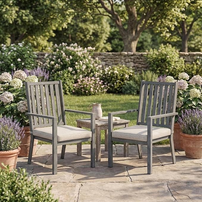 RoyalCraft Aluminum Outdoor Patio Chairs Set of 6, Outdoor Chairs with Waterproof Cushions, Outdoor Dining Chairs with Armrests, Metal Patio Furniture Set for Porch, Balcony, Deck, Backyard, Grey