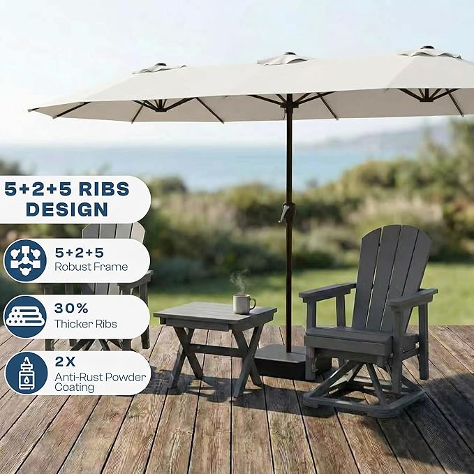 15FT Large Patio Umbrella with Base Included