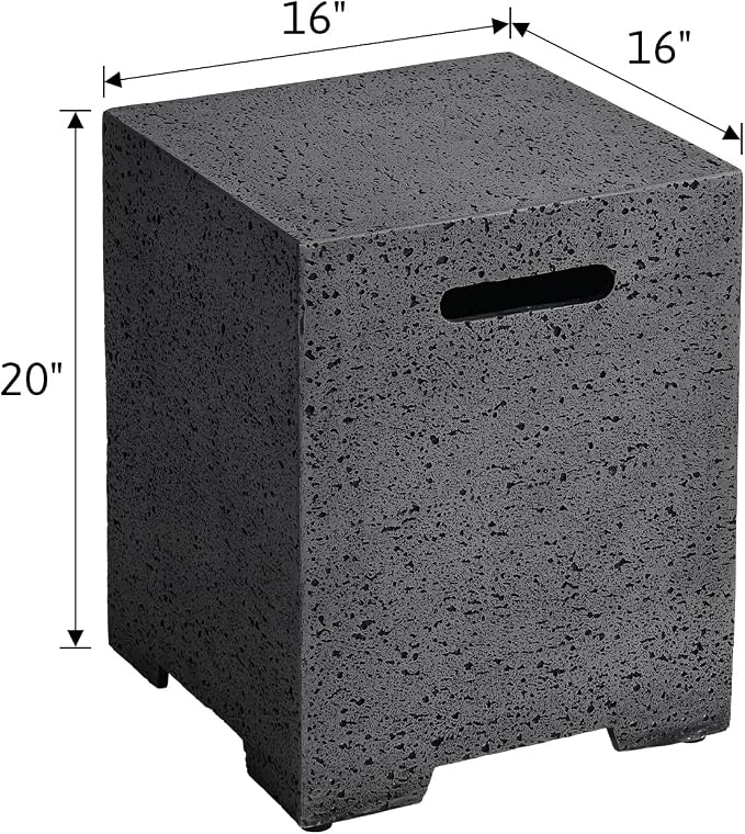 COSIEST Outdoor Hideaway Tank Table for Gas Fire Pits, Hides Standard 20lb 16-inch Propane Tank Cover w Side Handles (Light Gray)